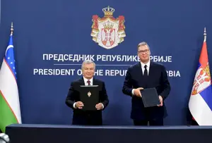 Shavkat Mirziyoyev and Aleksandar Vučić