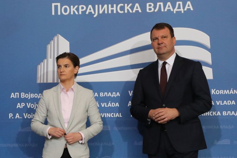 Ana Brnabic and Igor Mirovic at today's press conference