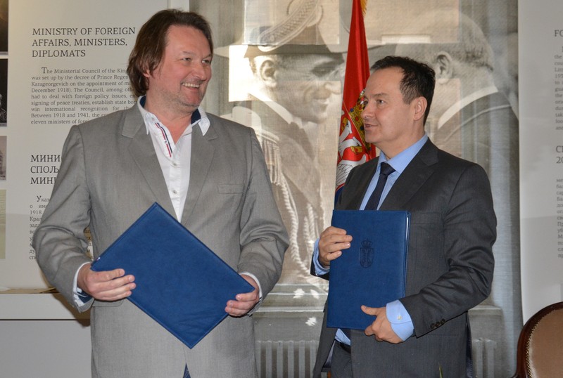 Laslo Blaskovic, left, and Ivica Dacic