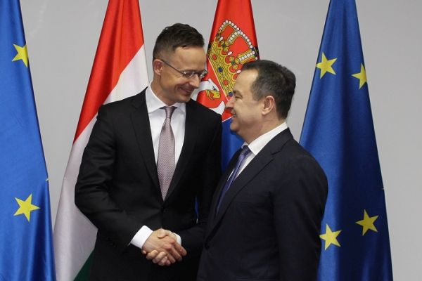 Peter Szijjarto, left, and Ivica Dacic