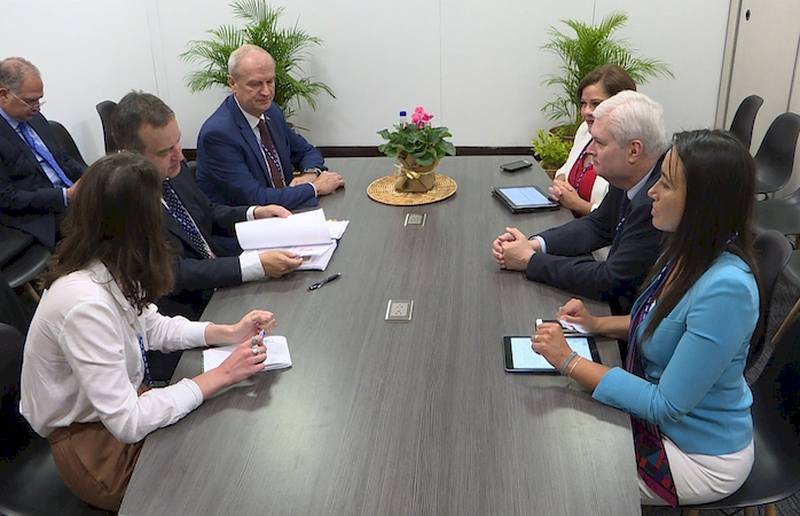 Ivica Dacic with minister of foreign affairs of Costa Rica Manuel Ventura Robles
