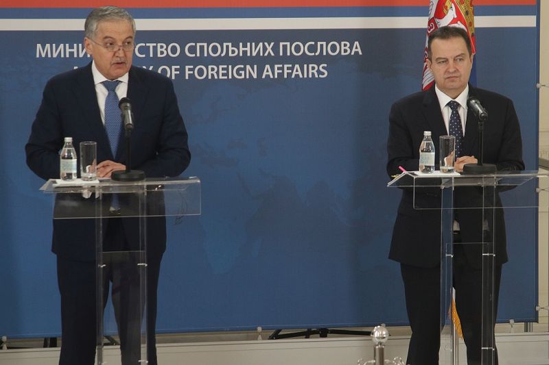 Sirozhidin Muhridin, left, and Ivica Dacic at today's press conference