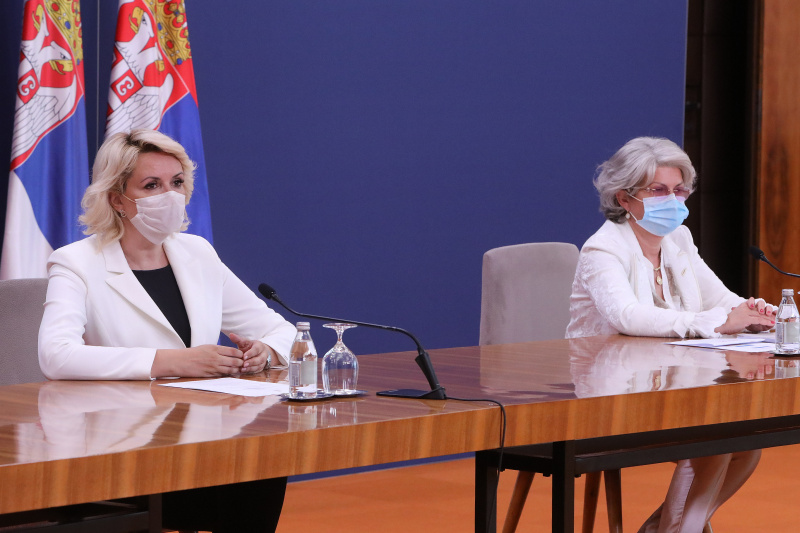 Darija Kisic Tepavcevic, left, and Edita Stokic at today's press conrerence