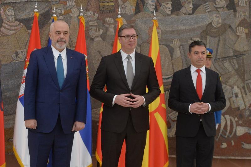 From left: Edi Rama, Aleksandar Vucic and Nikola Dimitrov