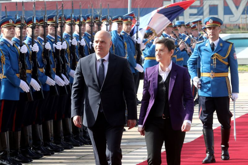 Brnabic gives ceremonial welcome to Prime Minister of North Macedonia