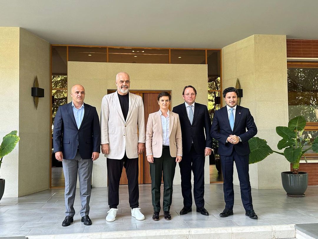 Dimitar Kovacevski, Edi Rama, Ana Brnabic, Oliver Varhelyi and Dritan Abazovic