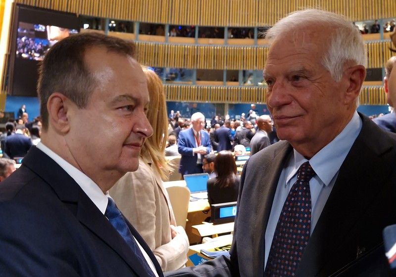 Ivica Dacic, left, and Josep Borrell