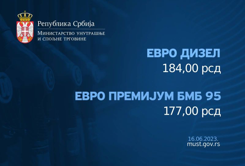 Цена бензина наредне недеље нижа за један динар